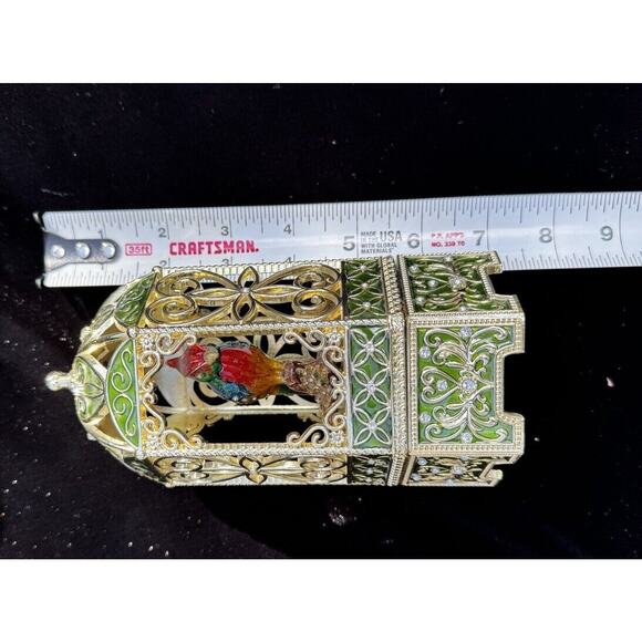 Vintage Chestnut Lane Enamel and Rhinestone Encrusted Bird Cage Exotic Bird -A18 - Picture 3 of 12
